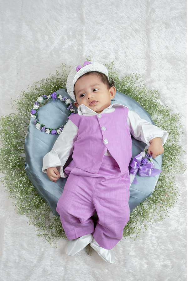 White & Lavender Baptism  Set for Boys