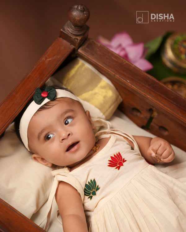 Thamara - Lotus Handwork Kasavu Frock