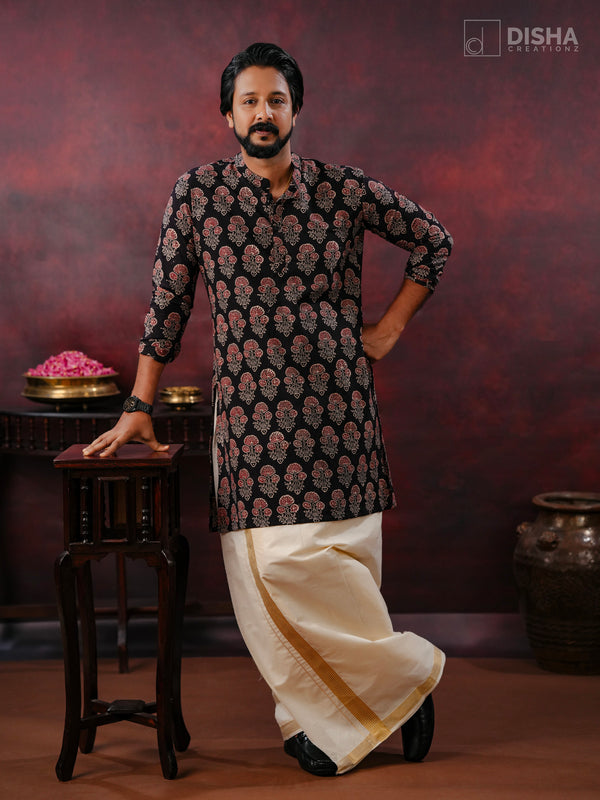 Black Ajrakh Onam Kurta