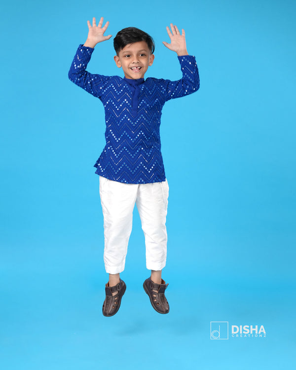 Taarak– Royal Blue Mirror Work Kurta Set for Boys