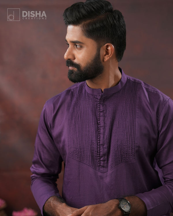 Utram - Men’s Purple Chanderi Onam Kurta