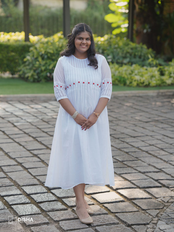 Snow Petal Pintuck Dress