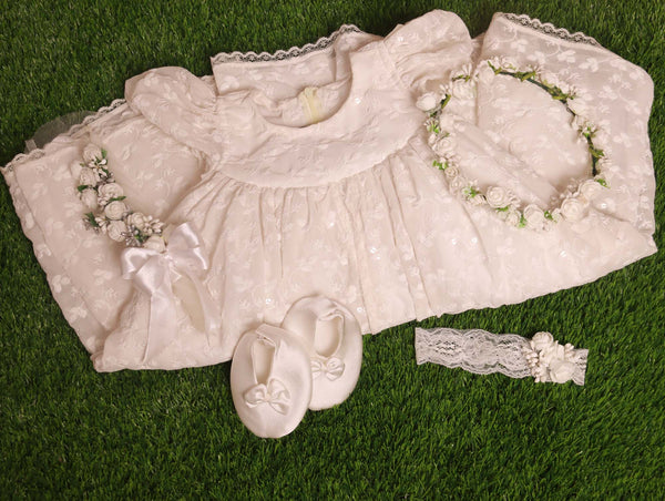 White Baptism Dress Set for Girls