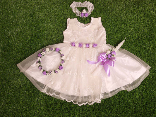 White Baptism Dress Set for Girls