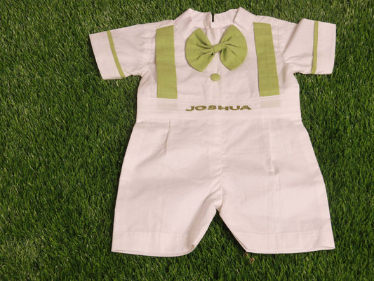 White and Green Baptism  Set for Boys