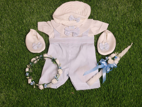 White and Blue Baptism  Set for Boys