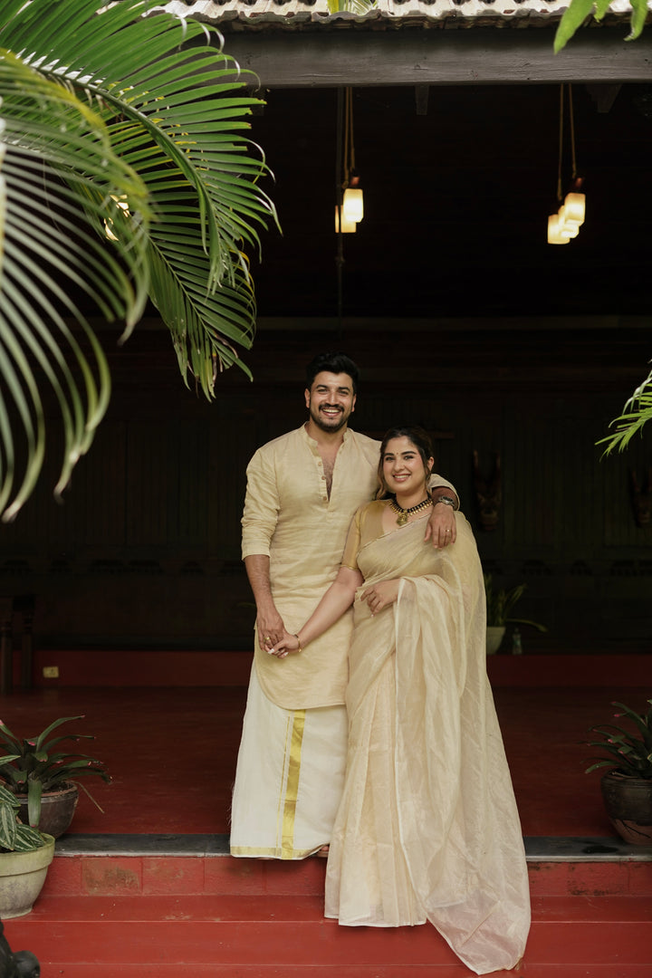 Wedding Kurta Malayali Groom Dress Wedding Kurta With Kasavu Stripes