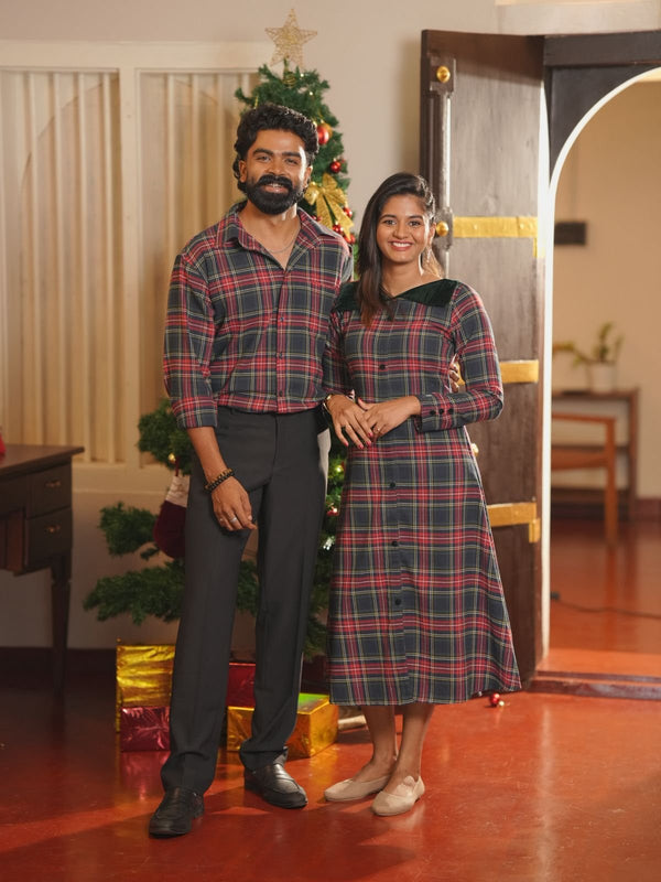 Regal Cheks & Winter belle Christmas Cheks dress